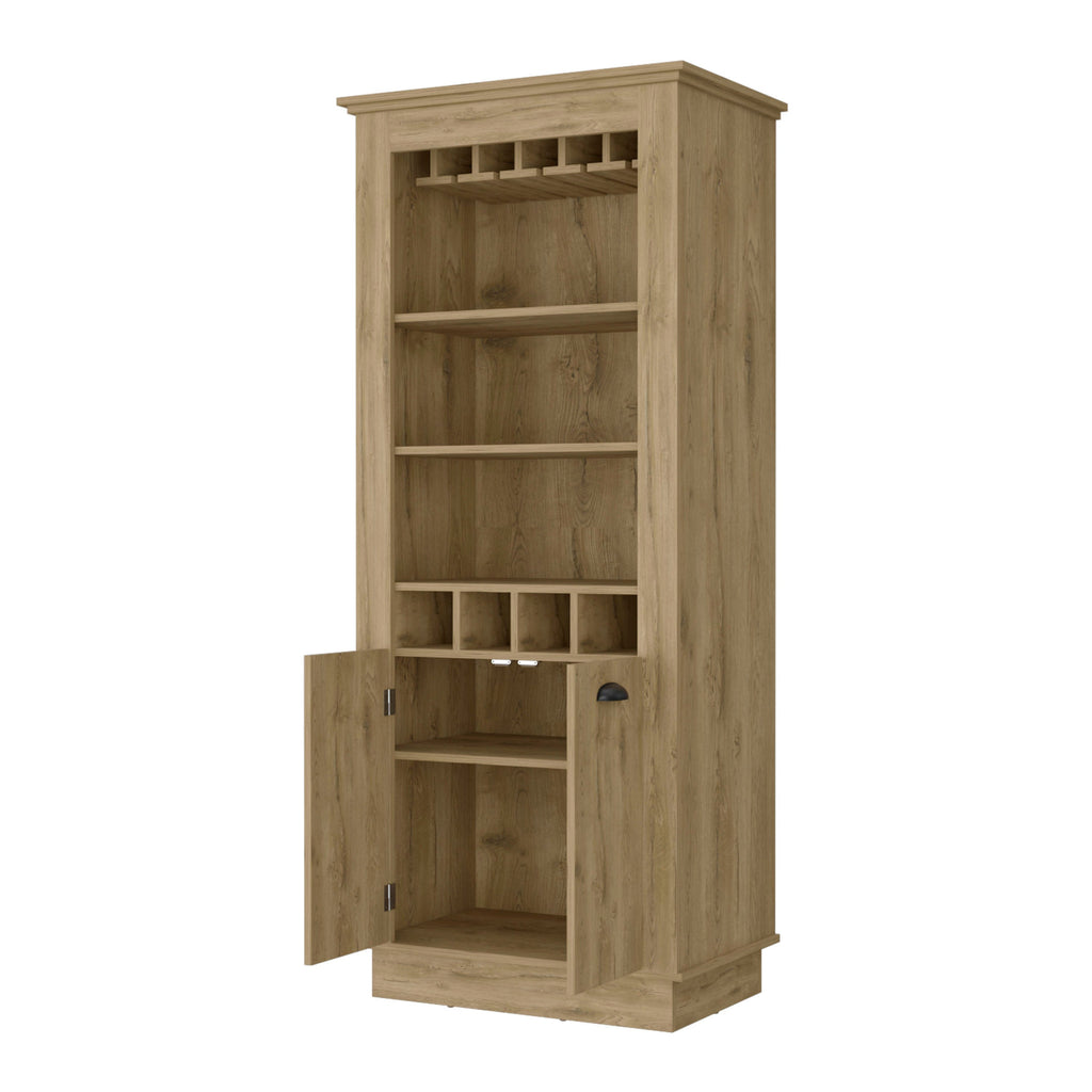 70" Brown Bar Cabinet With Wine Storage