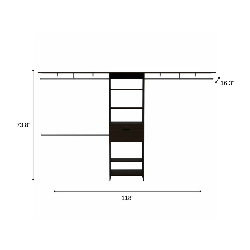 118" Black Manufactured Wood Closet System