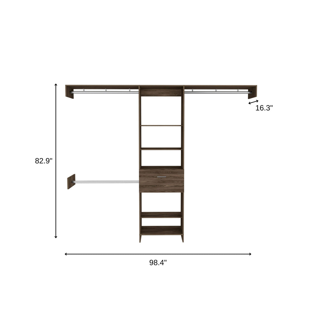 98" Brown Manufactured Wood Closet System