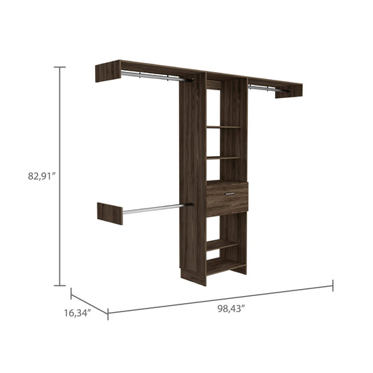 98" Brown Manufactured Wood Closet System