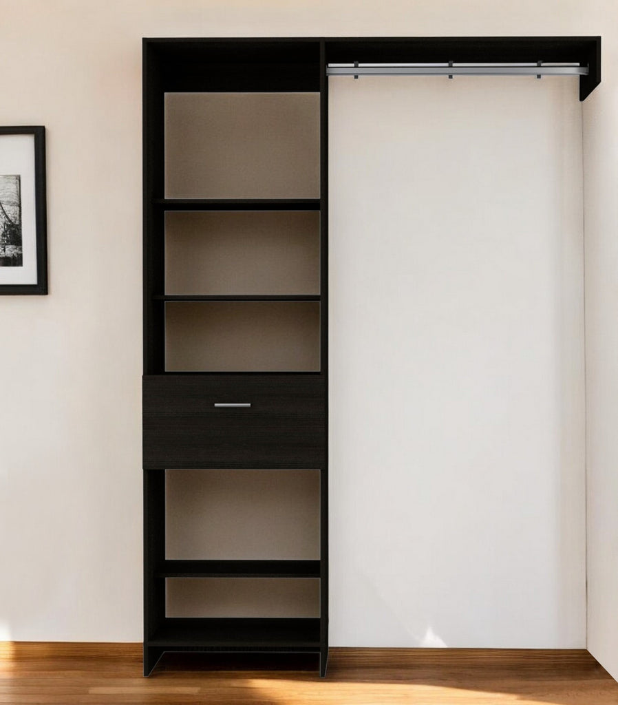 59" Black Manufactured Wood Closet System