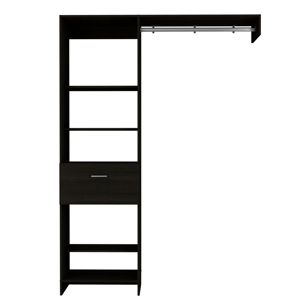 59" Black Manufactured Wood Closet System