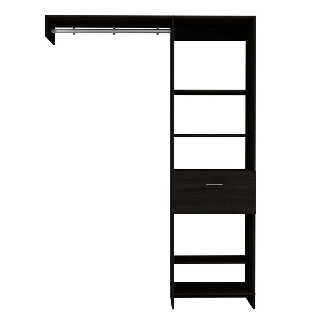 59" Black Manufactured Wood Closet System