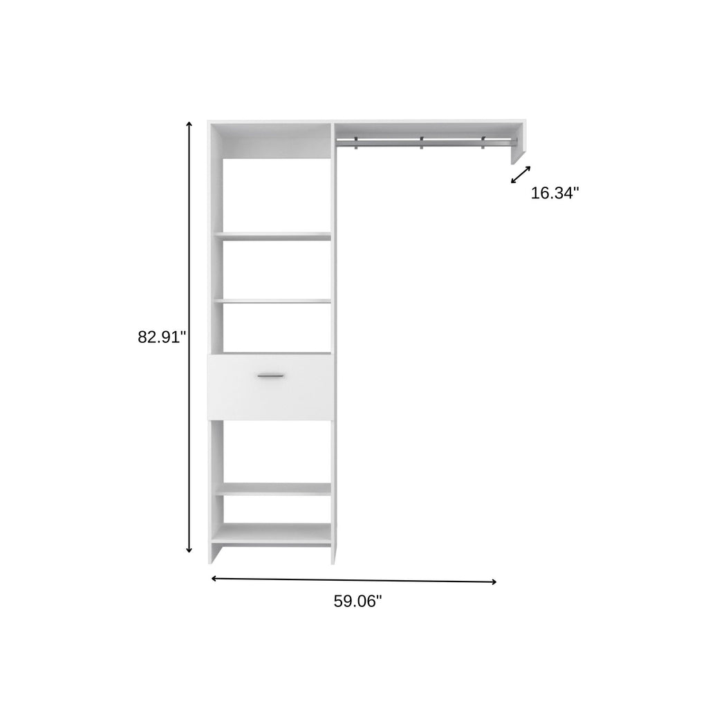 59" White Manufactured Wood Closet System