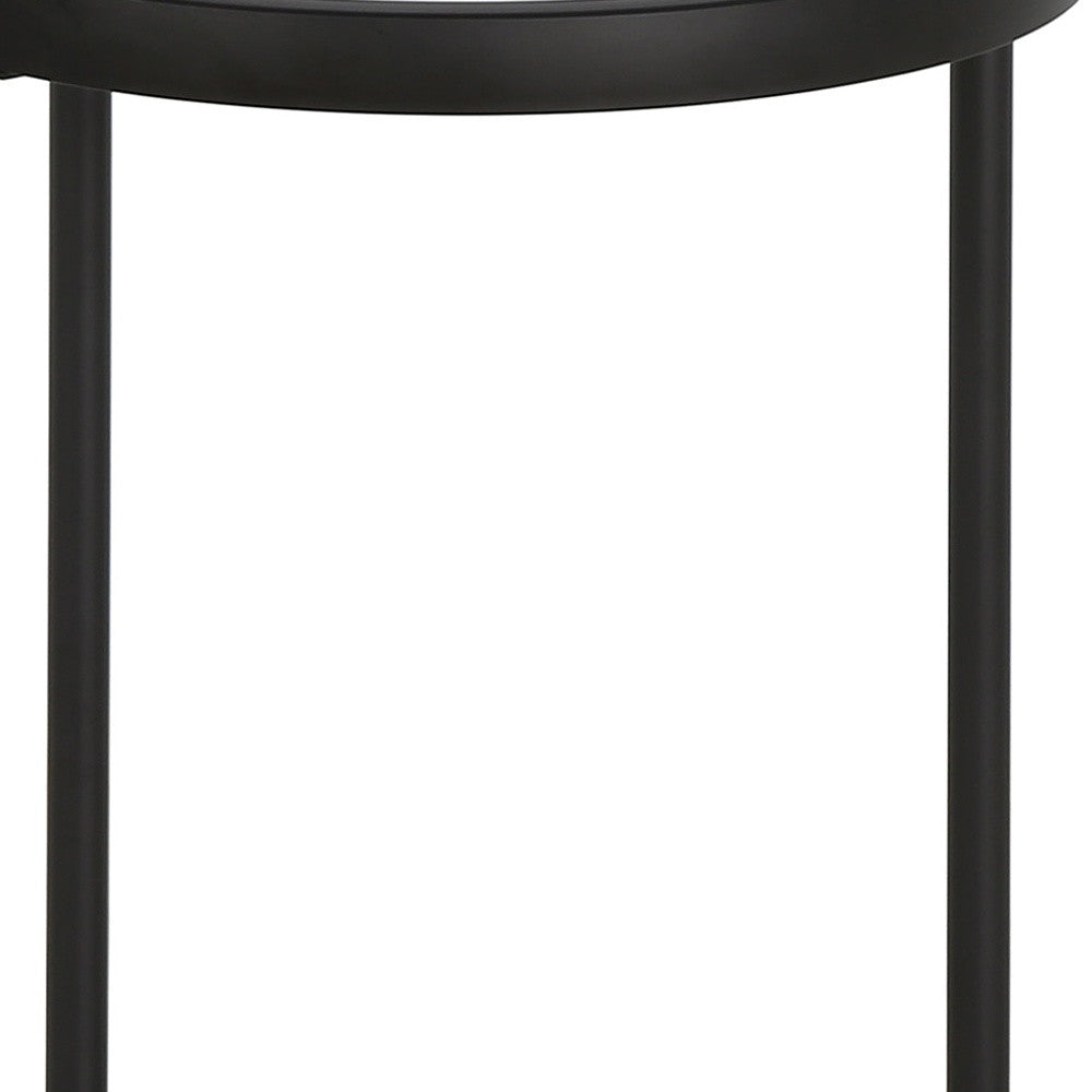 20" Black And Clear Glass And Steel Round End Table