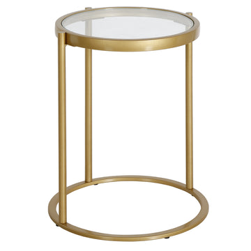 20" Brass And Clear Glass And Steel Round End Table