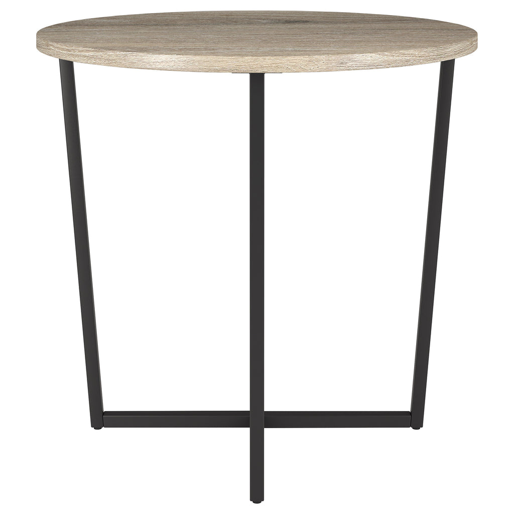 20" Black And Gray Wood And Steel Round End Table