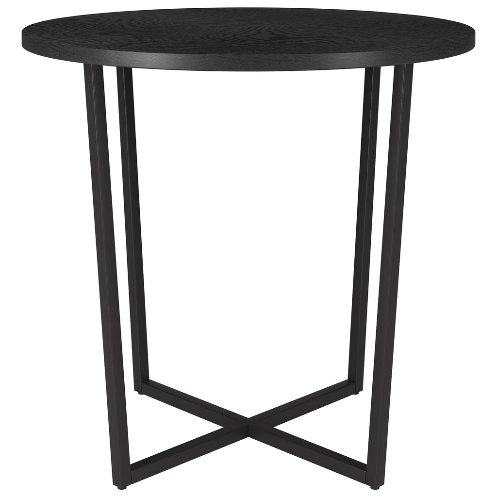 20" Black Wood And Steel Round End Table