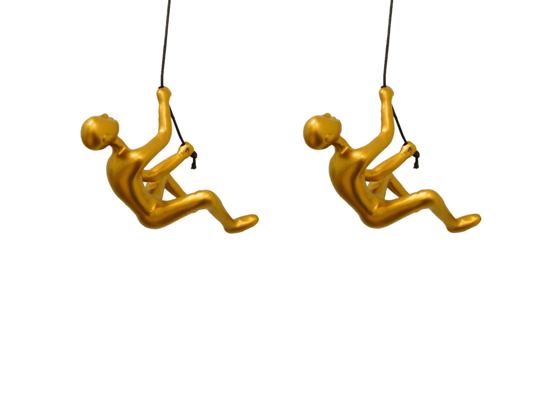 Set of Two 6" Gold Resin Unique Climbing Men Wall Decor