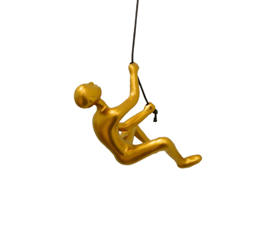 Set of Two 6" Gold Resin Unique Climbing Men Wall Decor