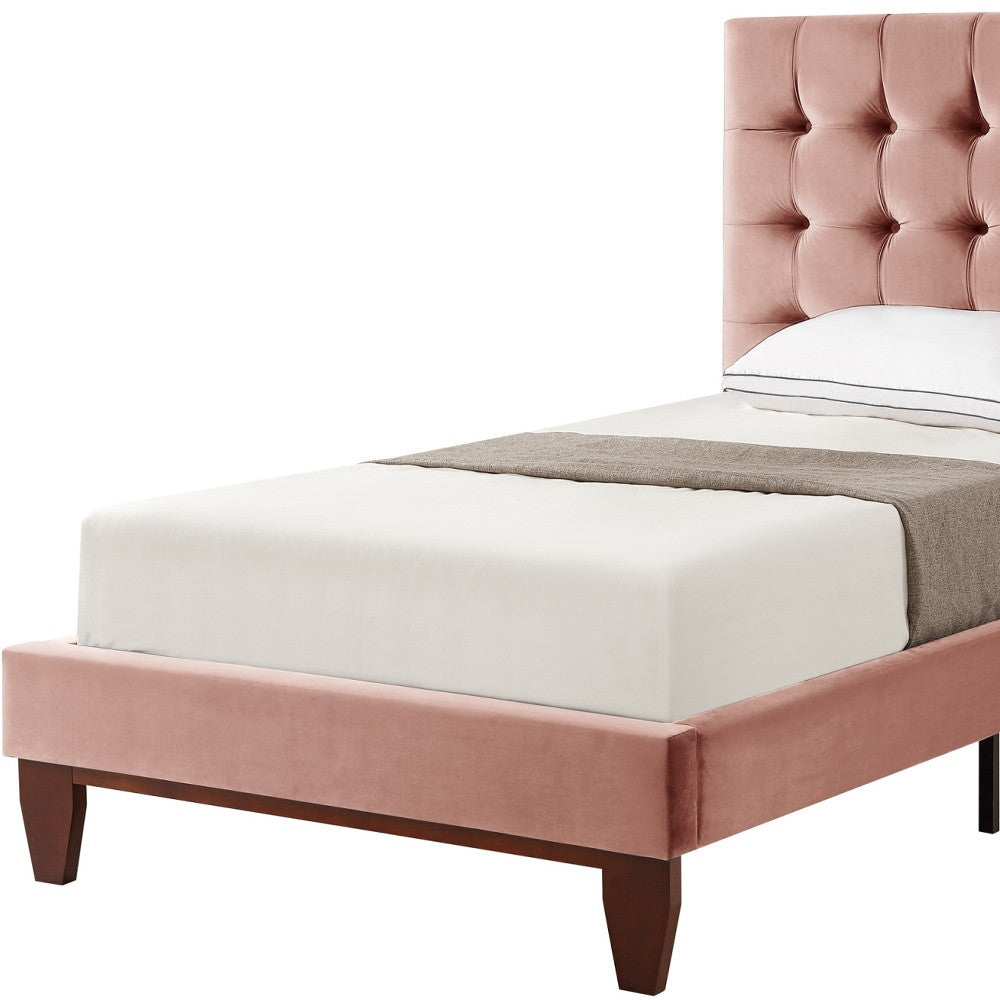 Beige Solid Wood Full Tufted Upholstered Linen Bed