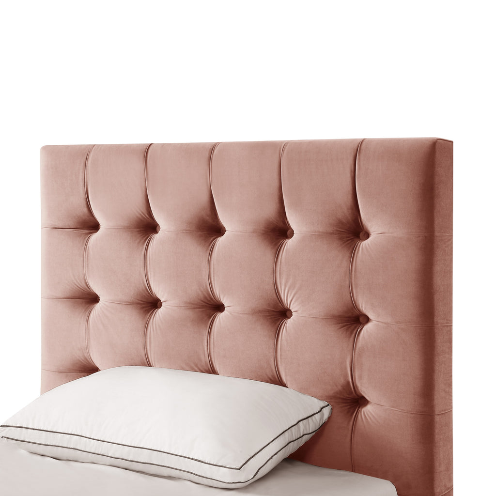 Beige Solid Wood Full Tufted Upholstered Linen Bed