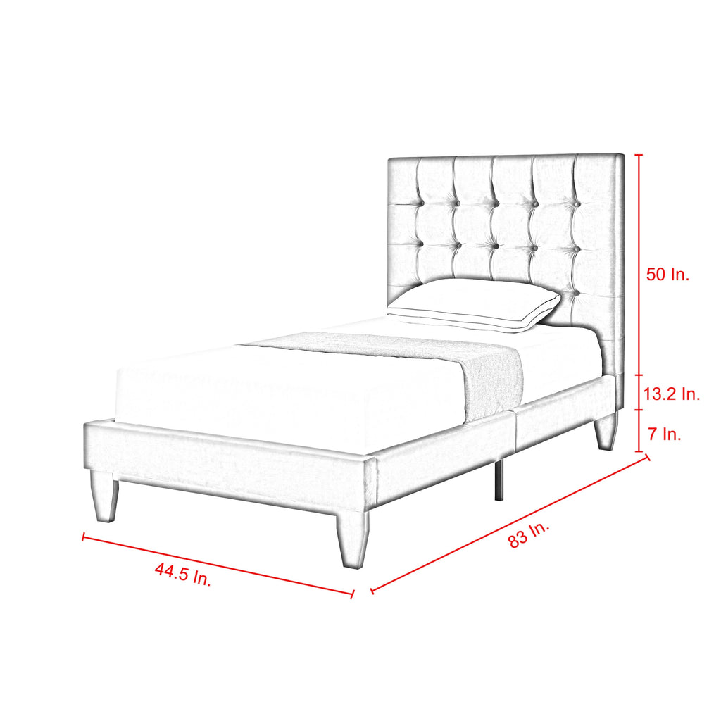 Beige Solid Wood Full Tufted Upholstered Linen Bed