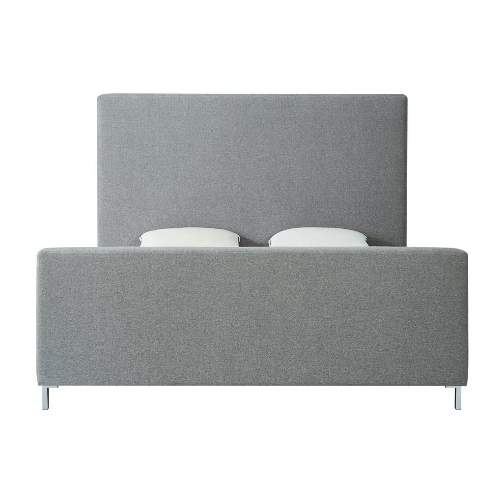 Gray Solid Wood King Upholstered Linen Bed