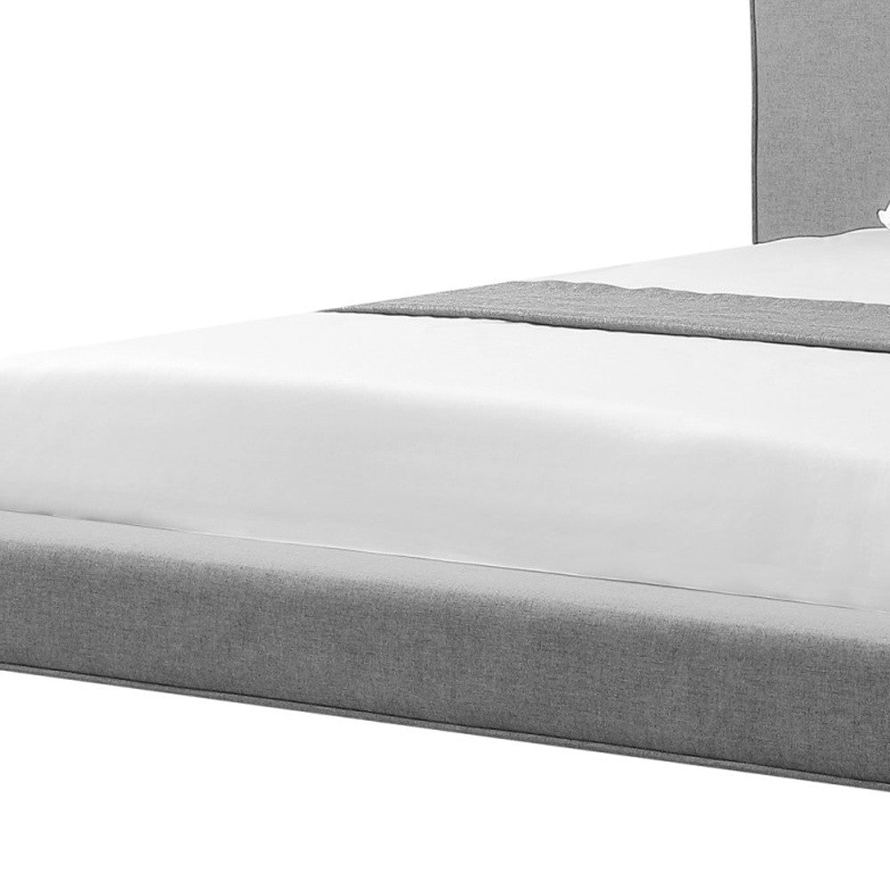 Charcoal Solid Wood Twin Upholstered Linen Bed