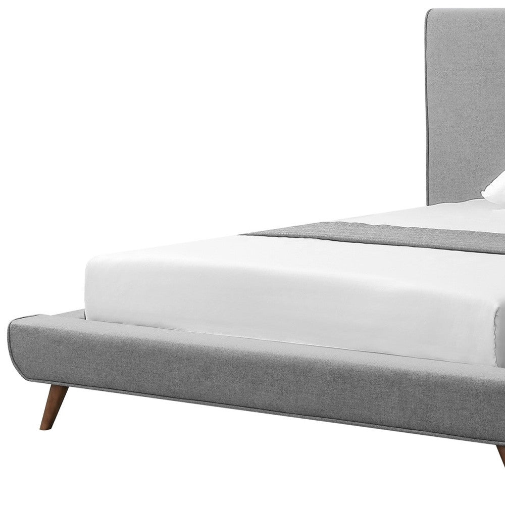 Charcoal Solid Wood Twin Upholstered Linen Bed