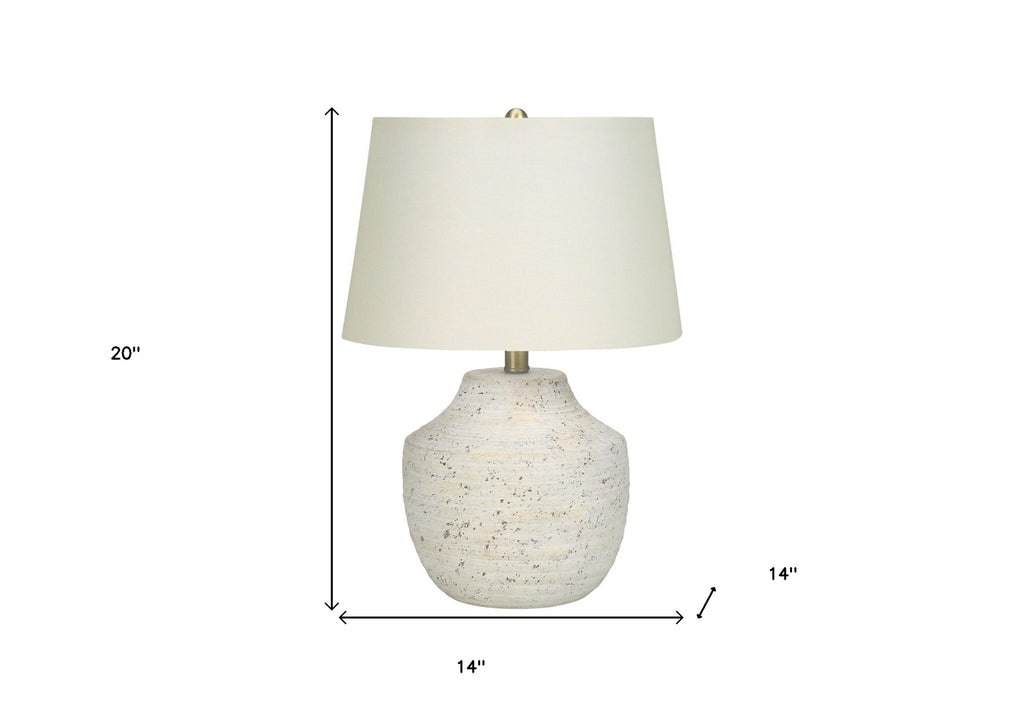 20" Cream Concrete Urn Table Lamp With Cream Empire Shade