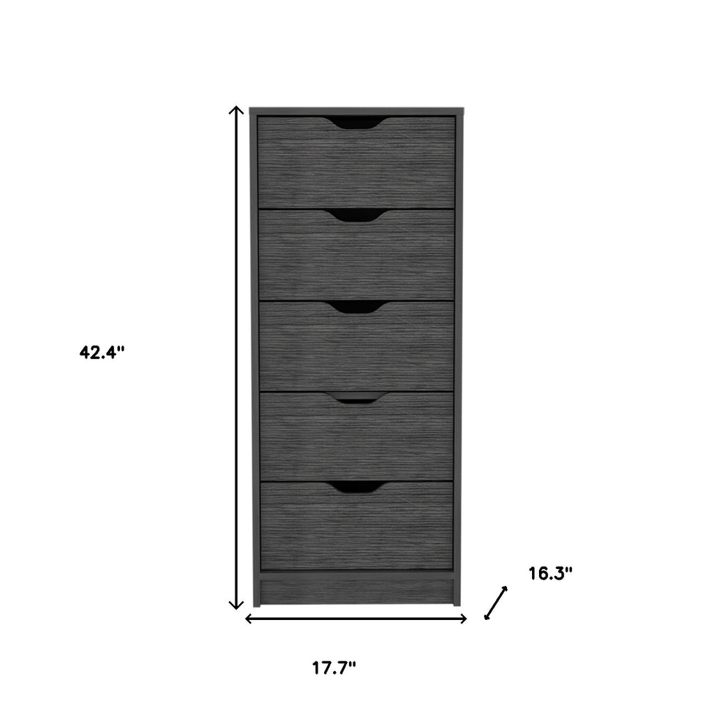 18" Gray Five Drawer Standard Chest