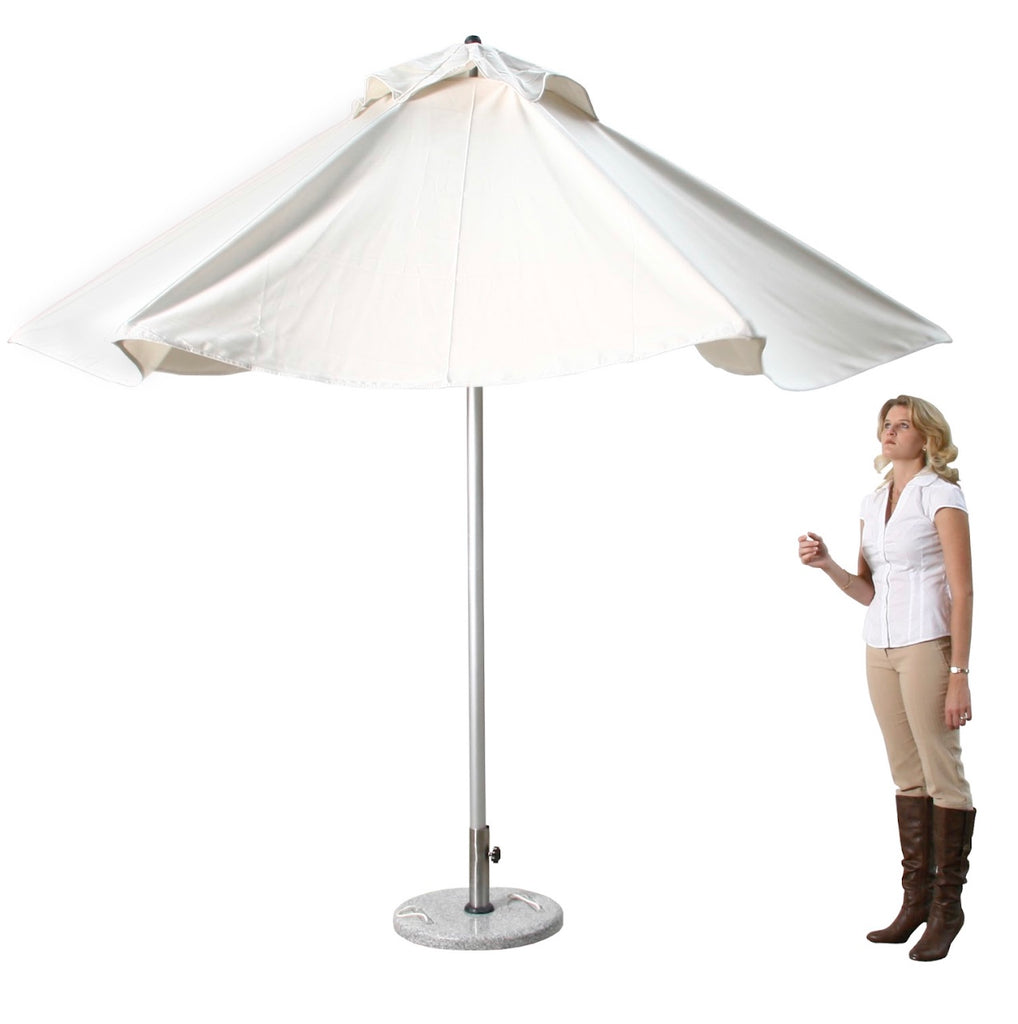 LuxxHomes  9' White Polyester Round Market Patio Umbrella