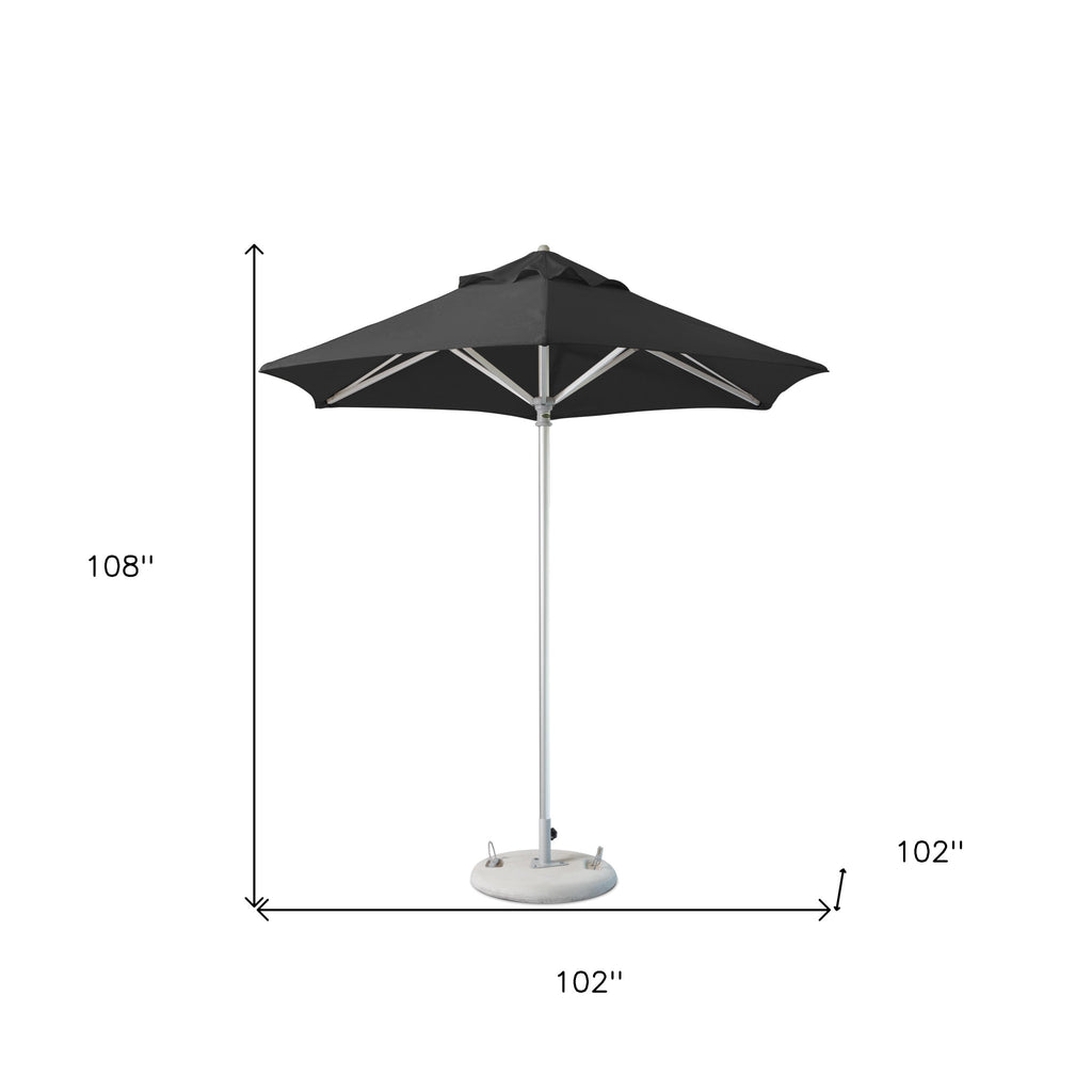 LuxxHomes  9' Black Polyester Round Market Patio Umbrella