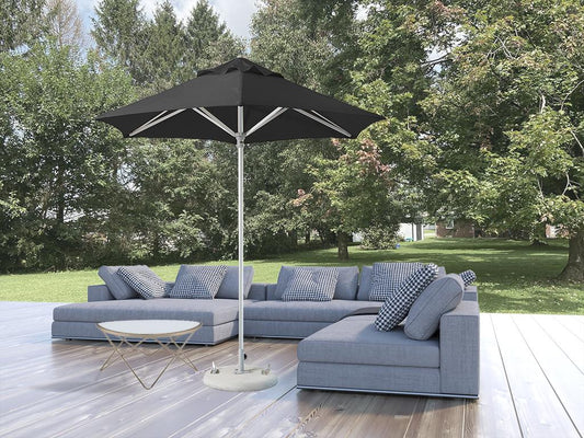 LuxxHomes  9' Black Polyester Round Market Patio Umbrella