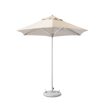 LuxxHomes  9' Ecru Polyester Round Market Patio Umbrella