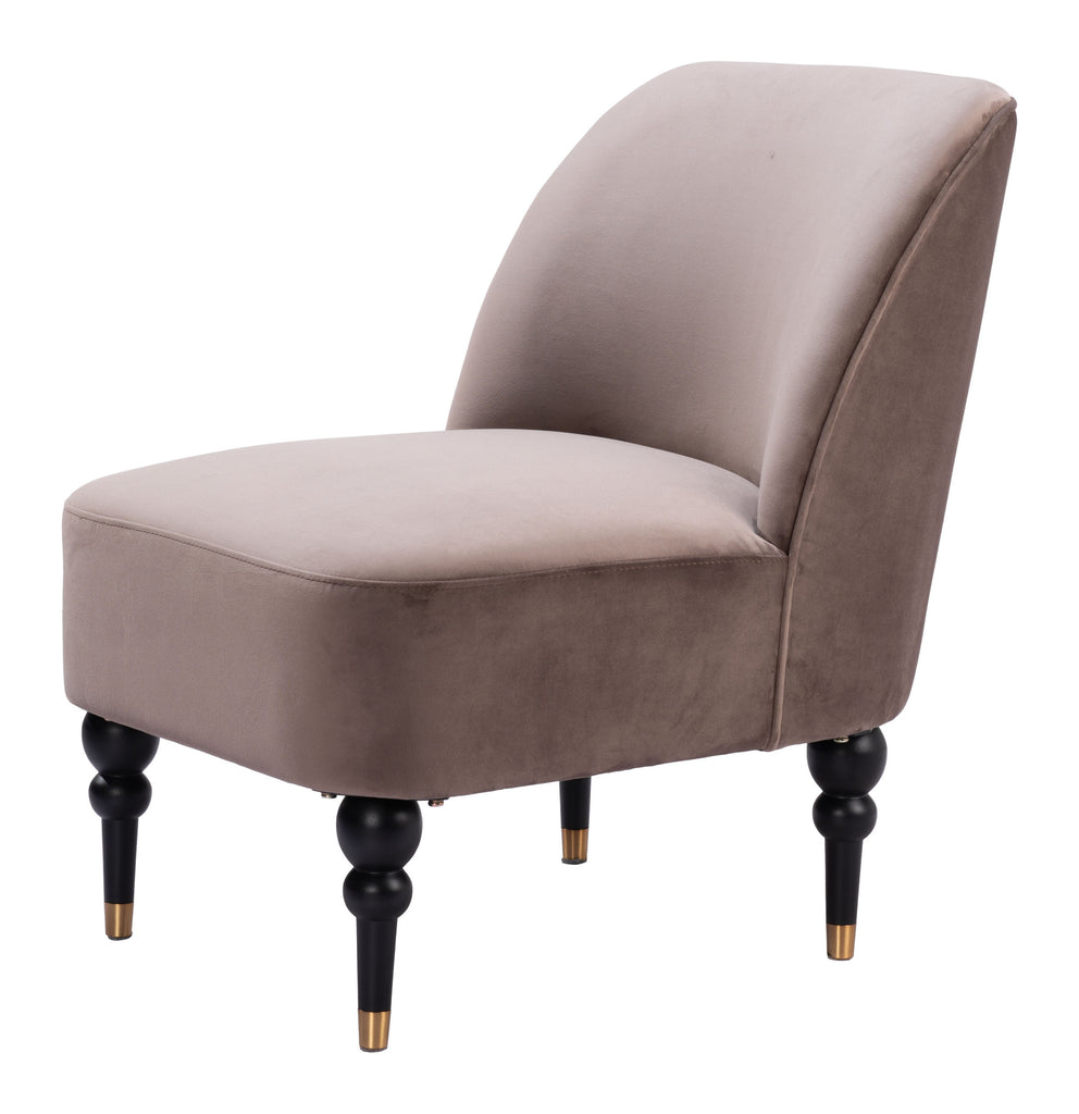 22" Taupe Black and Gold Velvet Side Chair