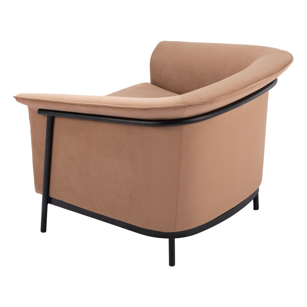 35" Tan And Black Fabric Arm Chair