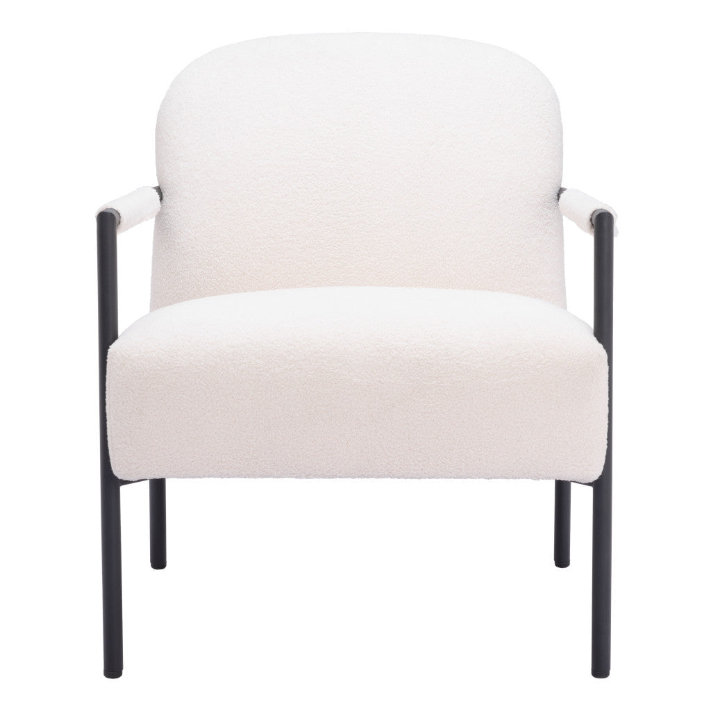 26" Ivory And Black Sherpa Arm Chair