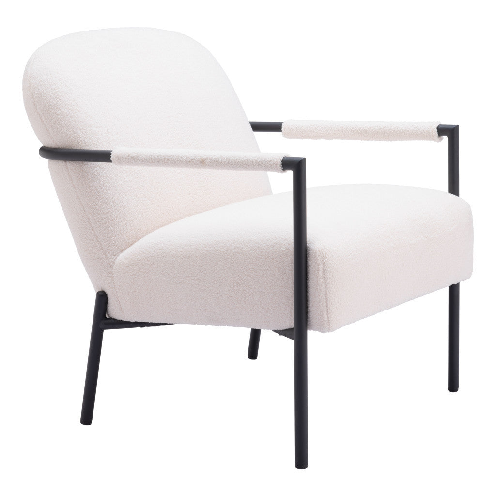 26" Ivory And Black Sherpa Arm Chair